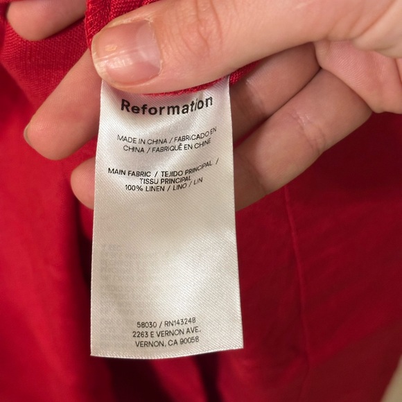 Reformation Marella Red Midi Dress with Puff Sleeves - Picture 8 of 9